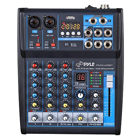 Pyle Professional 4 Channel Audio Mixer Sound Board with EFX
